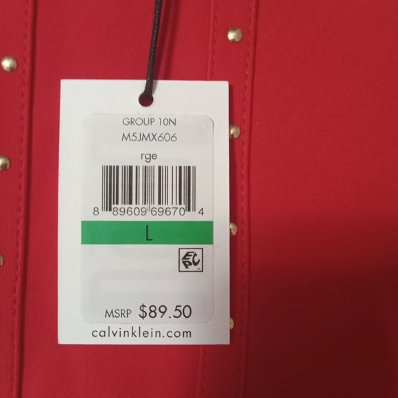 Red Sleeveless Calvin Klein Studded Top - Picture 3 of 5